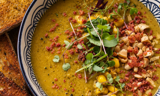 Cajun Broccoli Soup With Mixed Microgreens