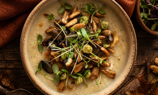 Celeriac & Fennel Soup with Broccoli Microgreens