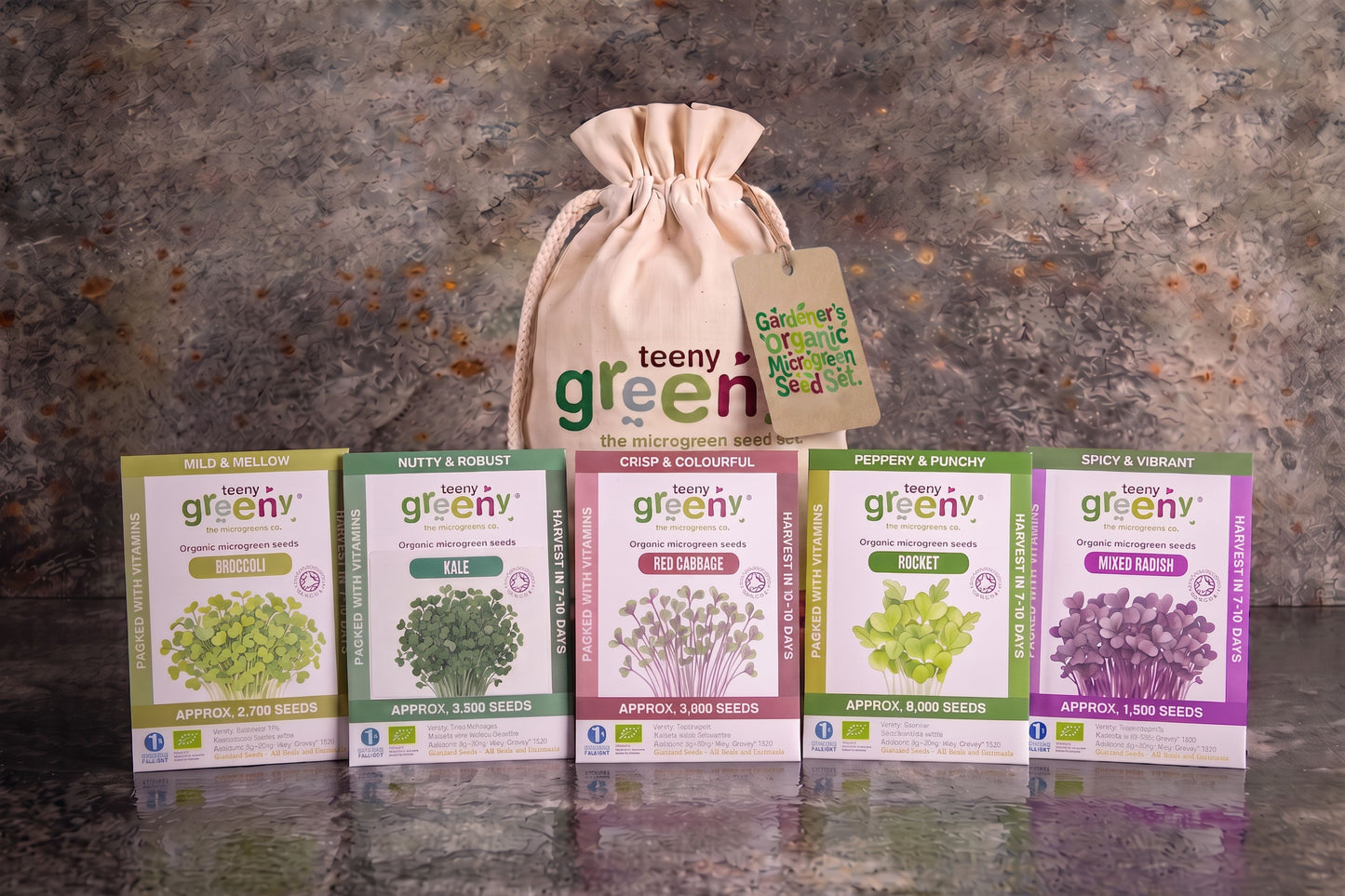 Gardener’s Organic Microgreens | 5 Seed Set | Gift Edition
